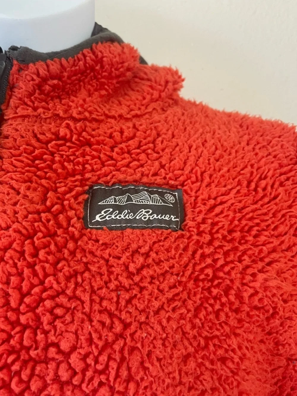 Eddie Bauer Reversible Jacket Kids S 7/8 Gray Puffer Orange Sherpa Hooded Coat